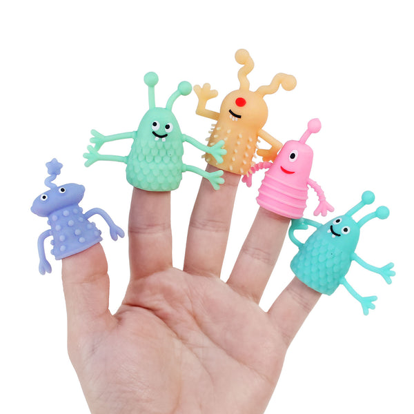 Alien Finger Puppets on fingers