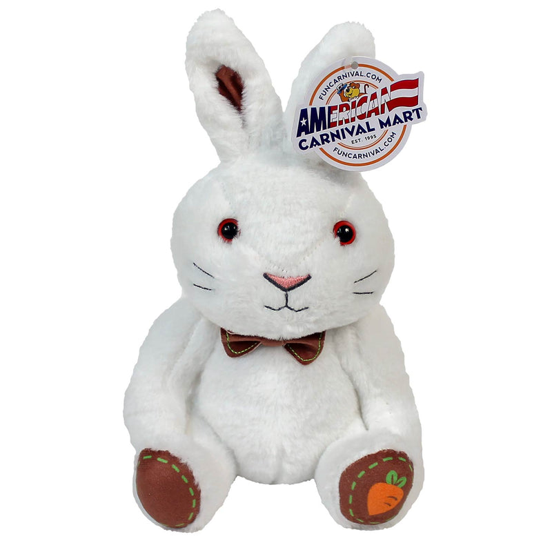 Plush Sitting Bunny With Bow White