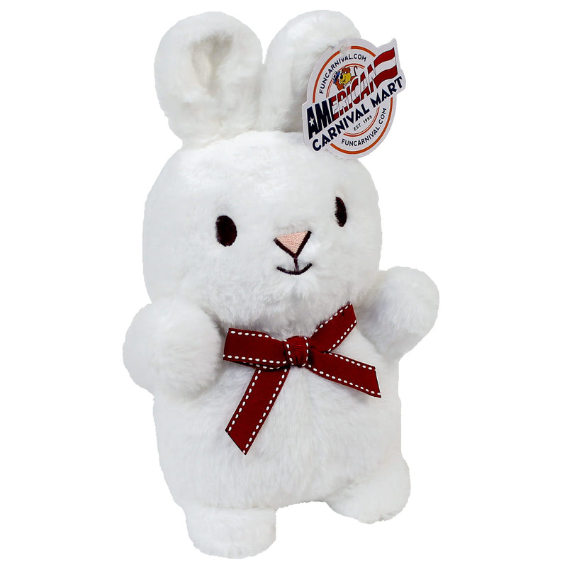 Plush White Bunny With Bow 9"