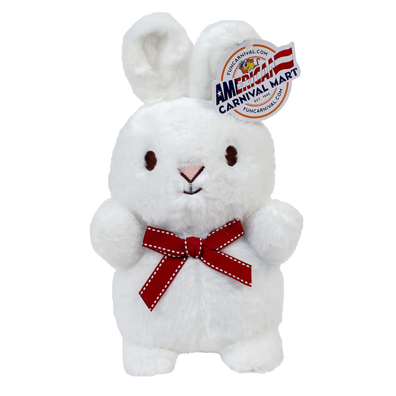 Plush White Bunny With Bow 9"