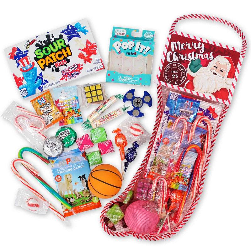 Filled Christmas Stocking and contents