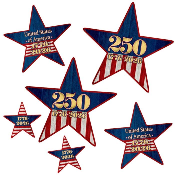 Semiquincentennial Star Cutouts (6 Pk) | American Carnival Mart