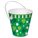 Green bucket with shamrock pattern