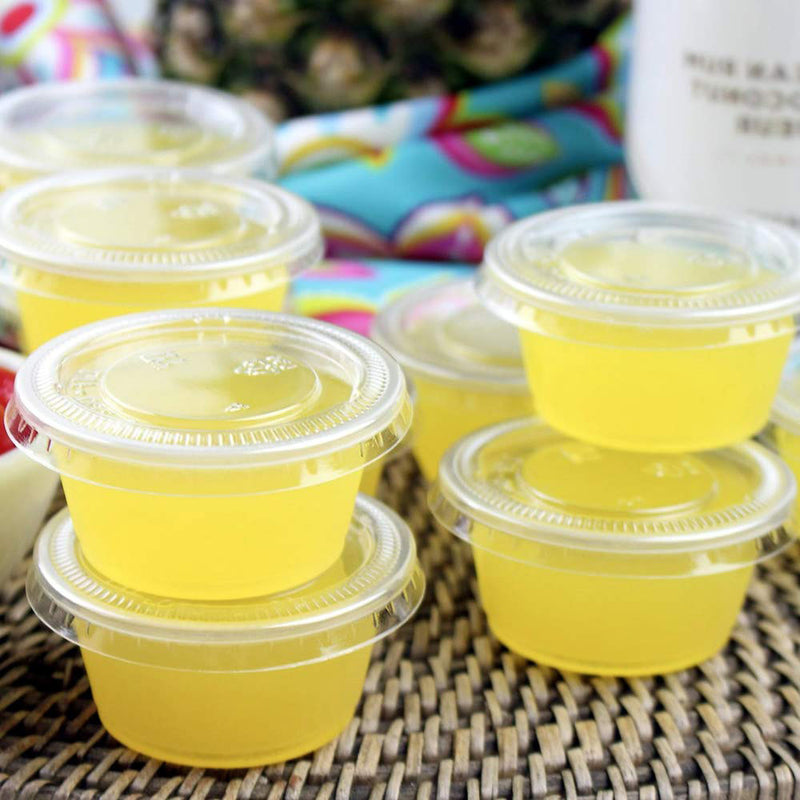 Clear Portion Containers filled with yellow drink