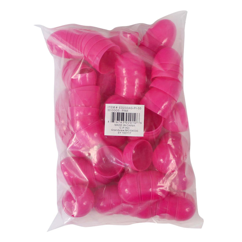 Two Piece Empty Plastic Easter Eggs 2.25" Pink (50 PACK)