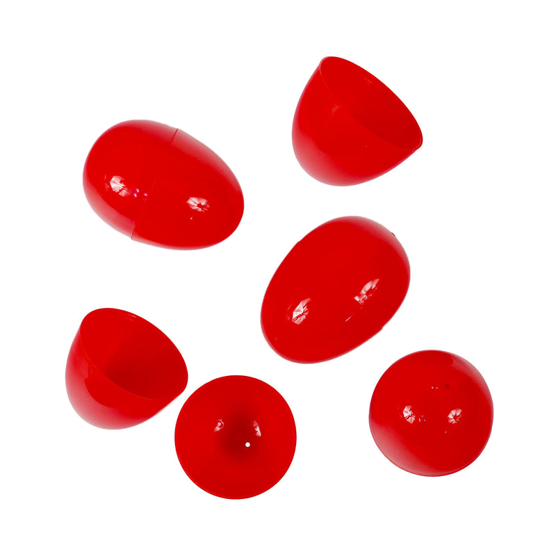 Two Piece Empty Plastic Easter Eggs 2.25" Red (100 PACK)