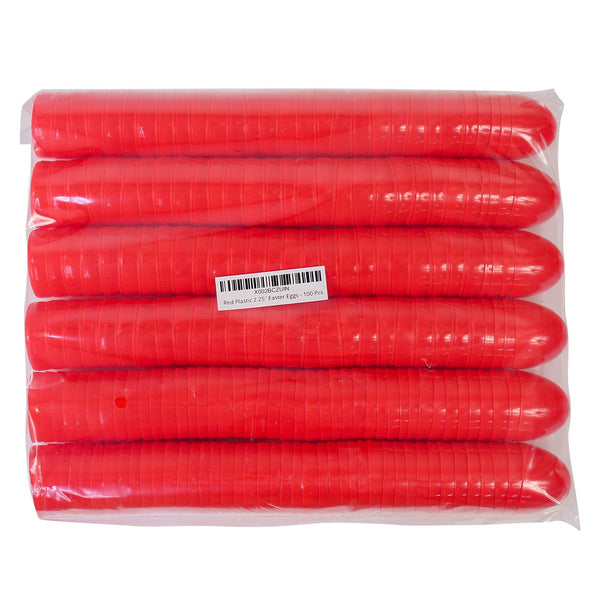 Two Piece Empty Plastic Easter Eggs 2.25" Red (100 PACK)
