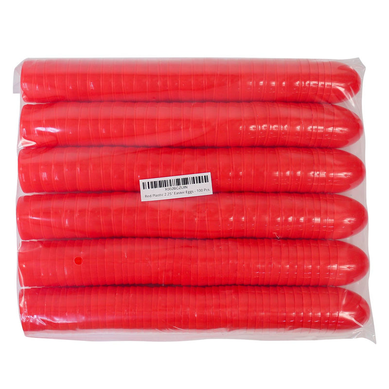 Two Piece Empty Plastic Easter Eggs 2.25" Red (100 PACK)