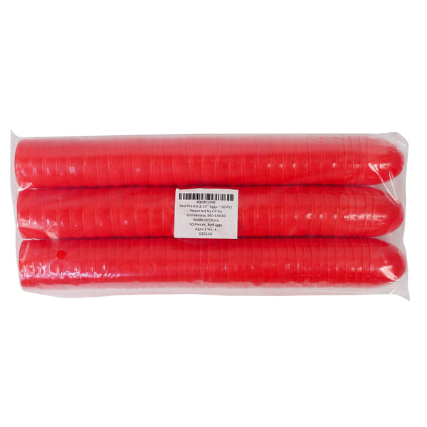 Two Piece Empty Plastic Easter Eggs 2.25" Red (50 PACK)
