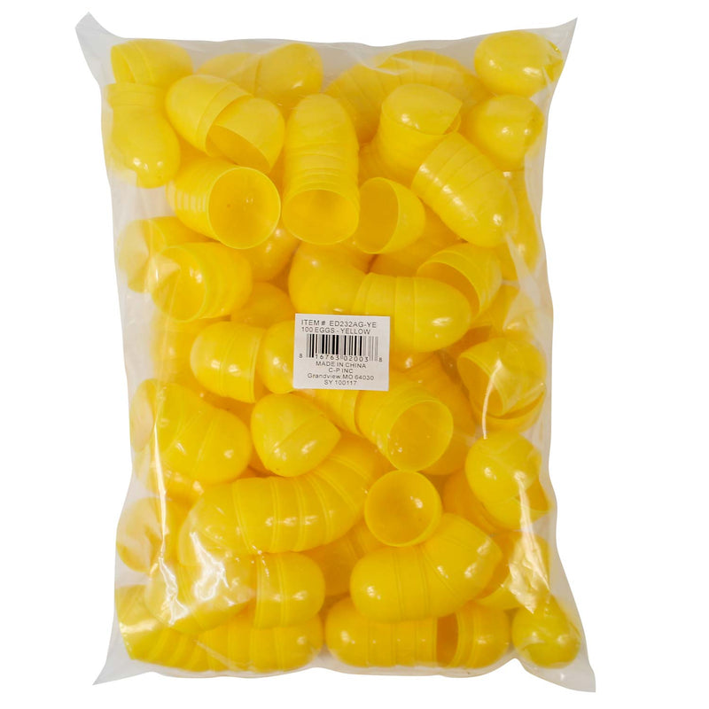 Two Piece Empty Plastic Easter Eggs 2.25" Yellow (100 PACK)