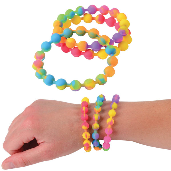 Rainbow Silicone Bead Bracelets (DZ)