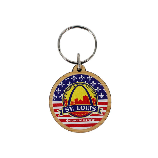 St. Louis Arch Round Bamboo Keychain 1.75" (EACH)