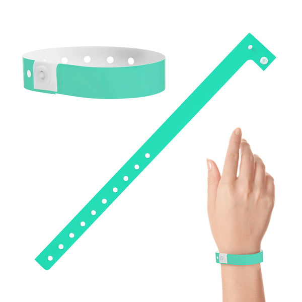 Plastic Wristbands - Aqua (100 PACK)