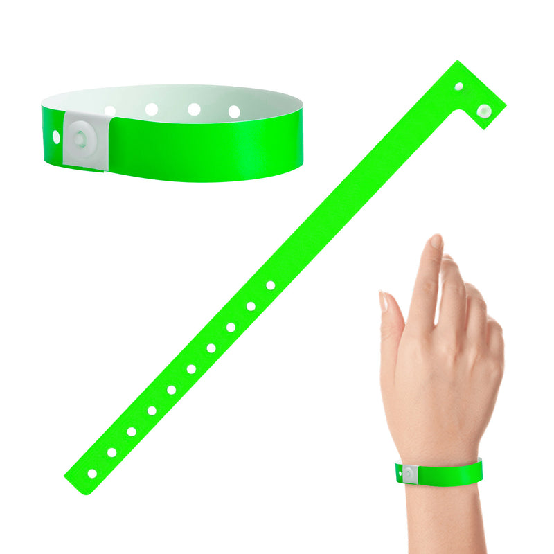 Plastic Wristbands - Neon Green (100 PACK)