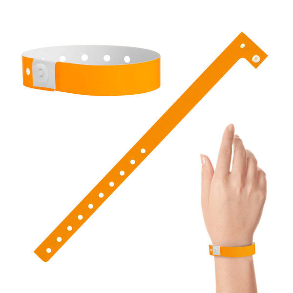 Plastic Wristbands - Neon Orange (100 PACK)