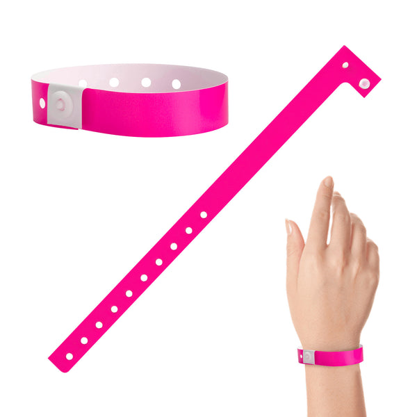 Plastic Wristbands - Neon Pink (100 PACK)