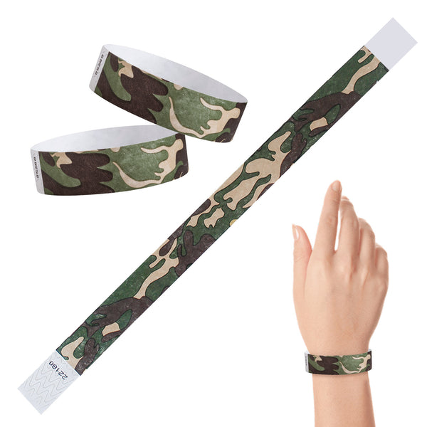 Tyvek Paper Wristbands 3/4" Camo (500 PACK)
