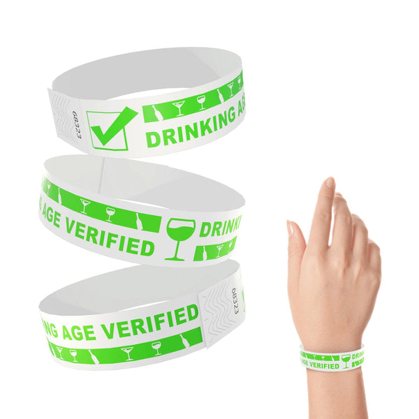 Tyvek Paper Wristbands 3/4" Drinking Age (500 PACK)
