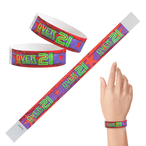 Tyvek Paper Wristbands 3/4" Over 21 (500 PACK)