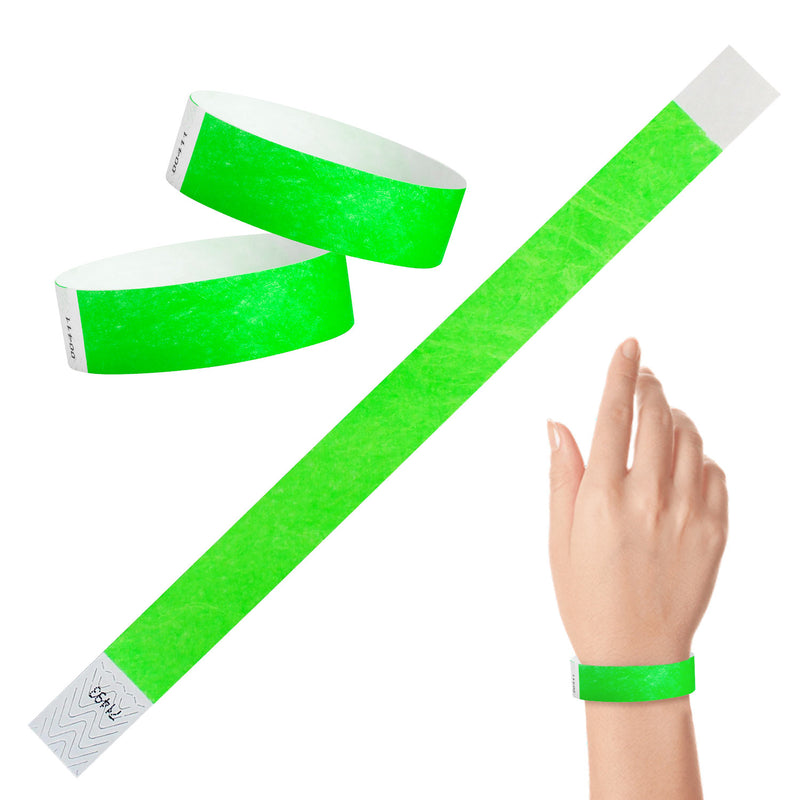 Tyvek Paper Wristbands 3/4" Neon Lime (500 PACK)