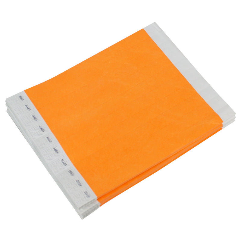 Tyvek Paper Wristbands 3/4" Neon Orange (500 PACK)