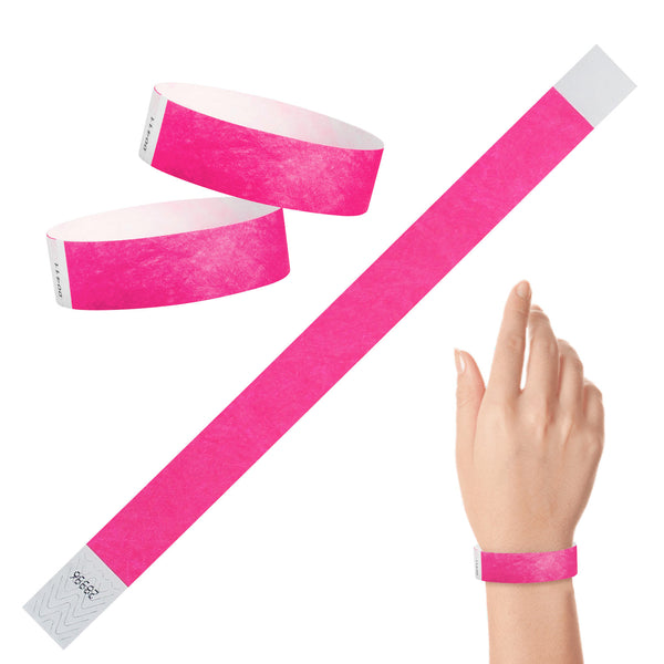 Tyvek Paper Wristbands 3/4" Neon Pink (500 PACK)