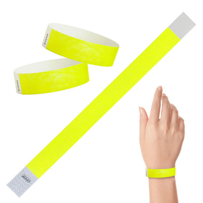 Tyvek Paper Wristbands 3/4" Neon Yellow (500 PACK)