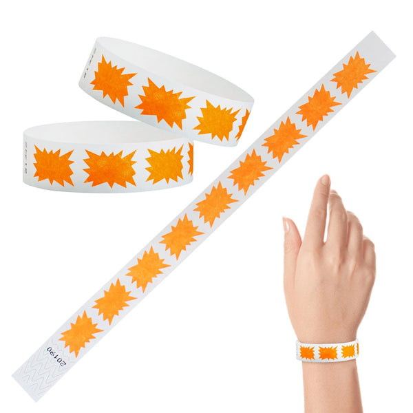 Tyvek Paper Wristbands 3/4" Orange Burst (500 PACK)