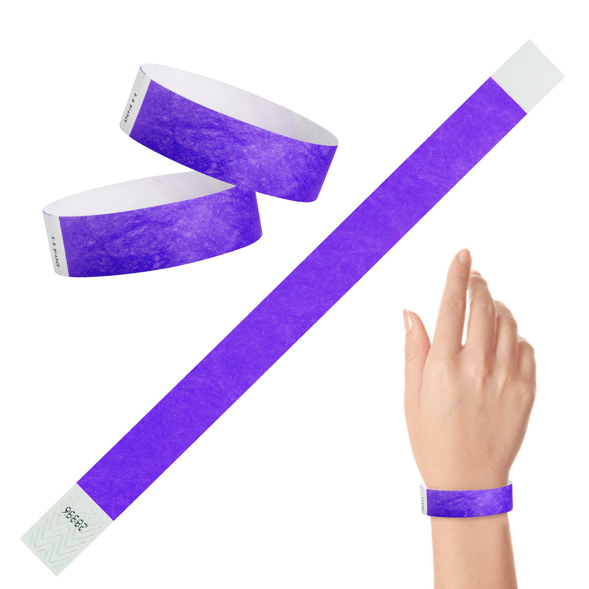 Tyvek Paper Wristbands Purple 3/4