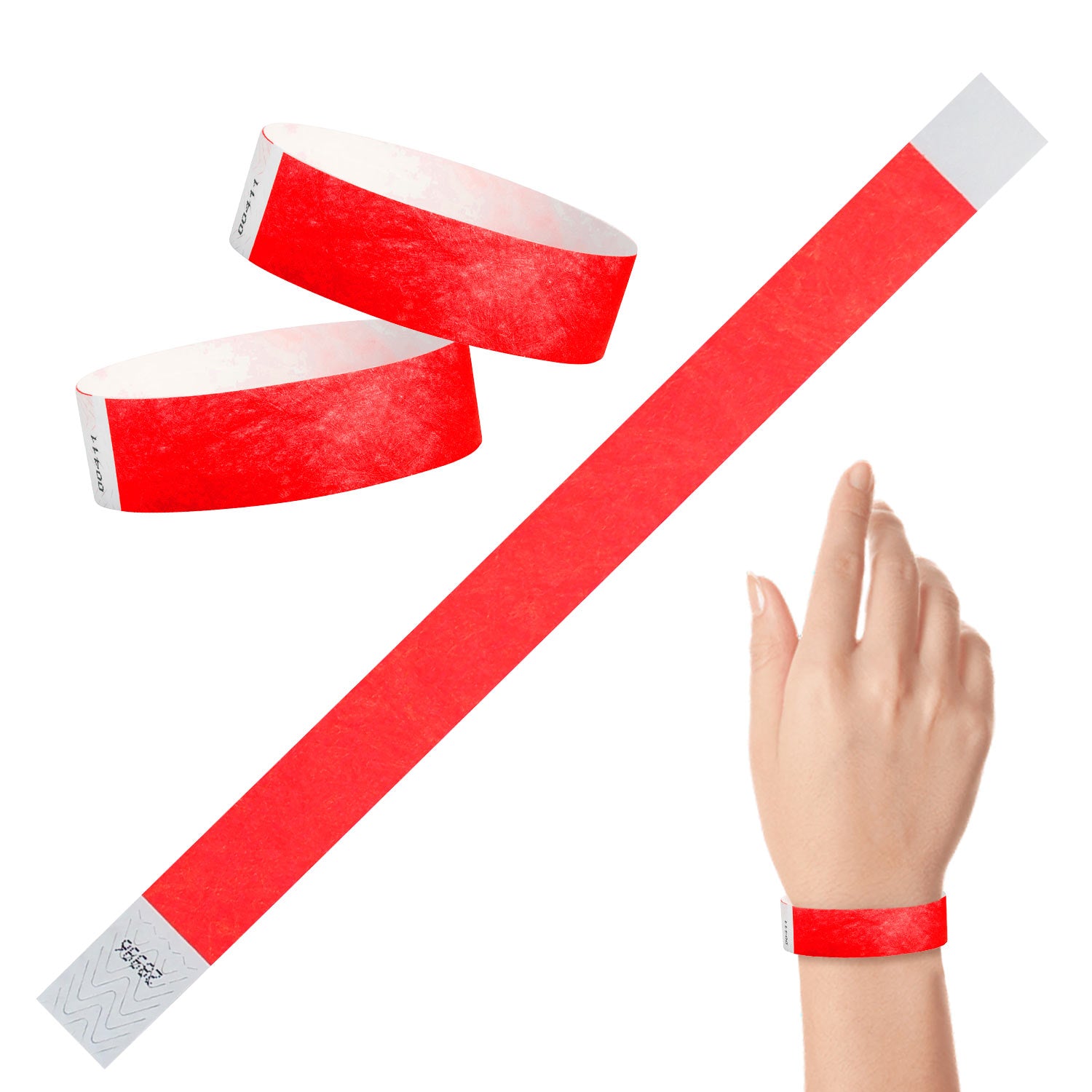 Tyvek Paper Wristbands - Red 3/4