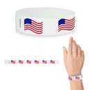 Tyvek Paper Wristbands - Wavy American Flag 3/4" (500 PACK)