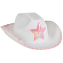 White Felt Cowgirl Hat With Pink Star (EACH)