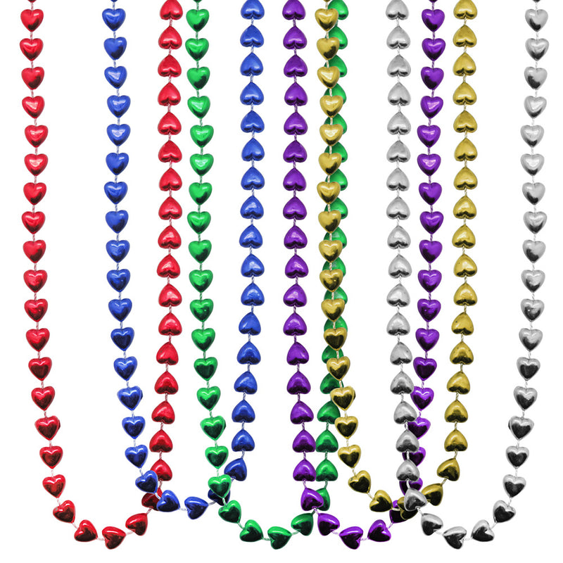 Bead Hearts 9mm 33" 6 Colors (144 PACK)