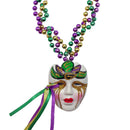 Bead Painted Mask 6mm 33" Mardi Gras (DZ)
