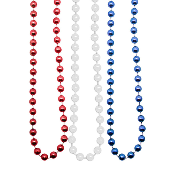 Bead Round 7.5mm 33" Red, White, Blue (144 PACK)