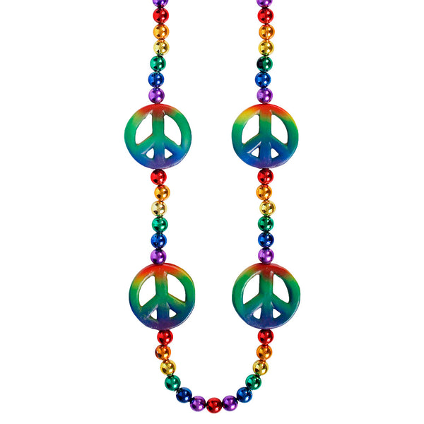 Bead Rainbow Peace Signs 12mm 42" (6 PACK)