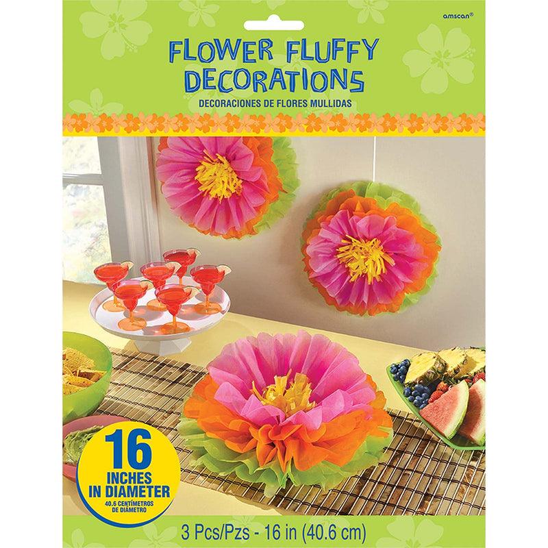 Hibiscus Fluffy Flower Decoration 16" (3 PACK)