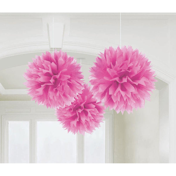 Fluffy Decorations Bright Pink 16" (3 PACK)
