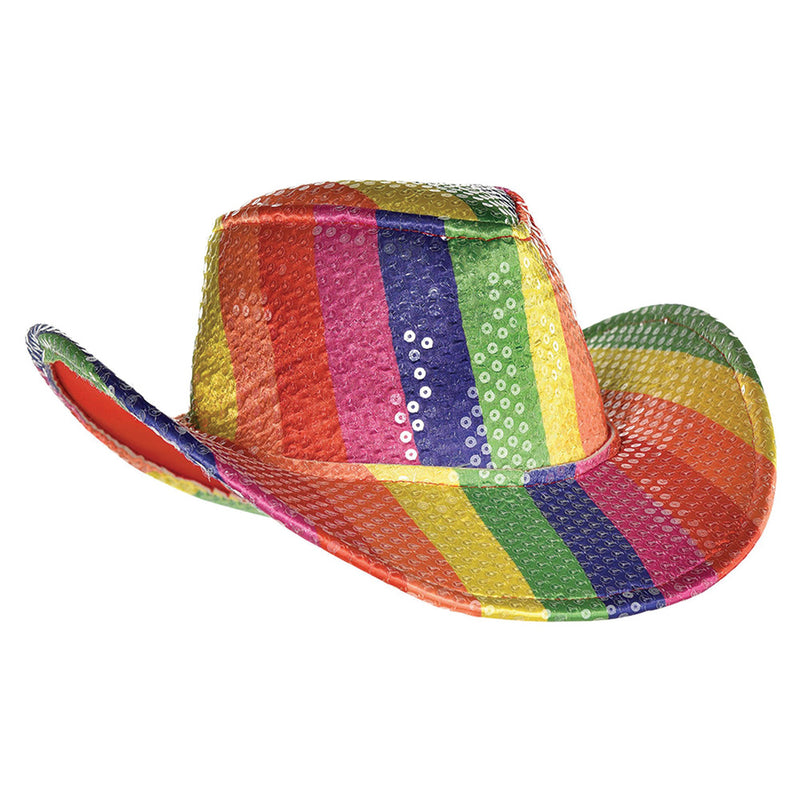 Rainbow Sequin Cowboy Hat