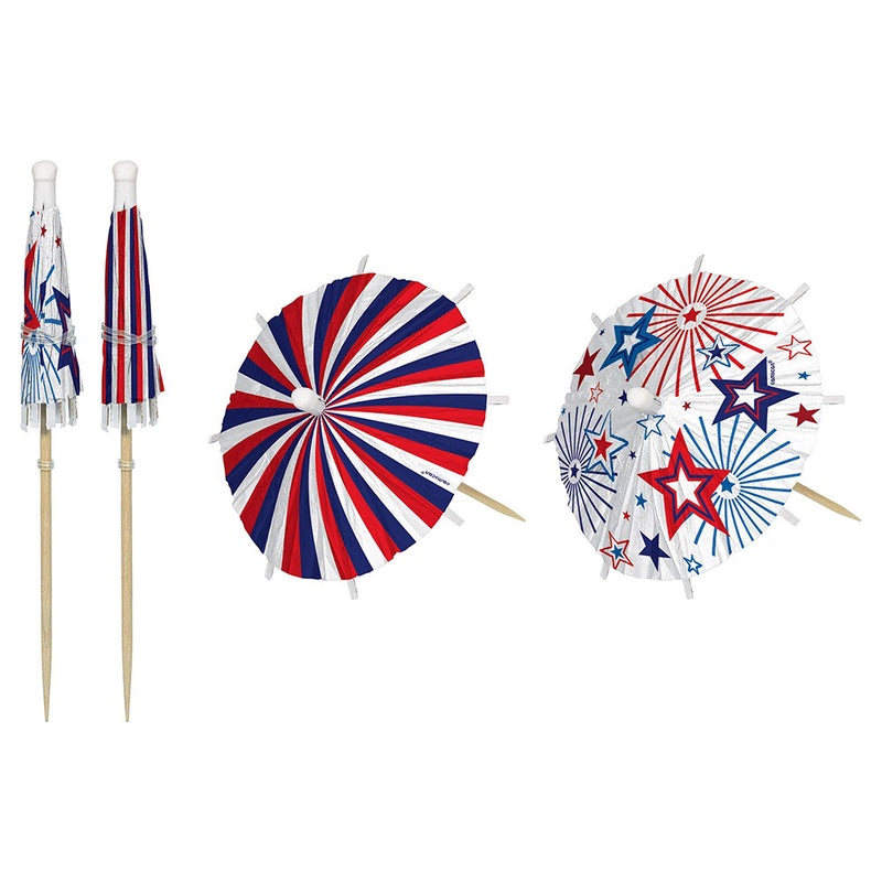 Patriotic Jumbo Umbrella Picks 6" (24 PACK)