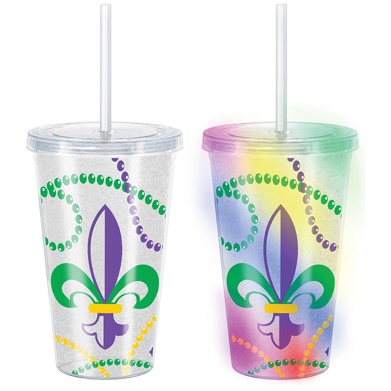 Mardi Gras Light-Up Plastic Tumbler 16oz