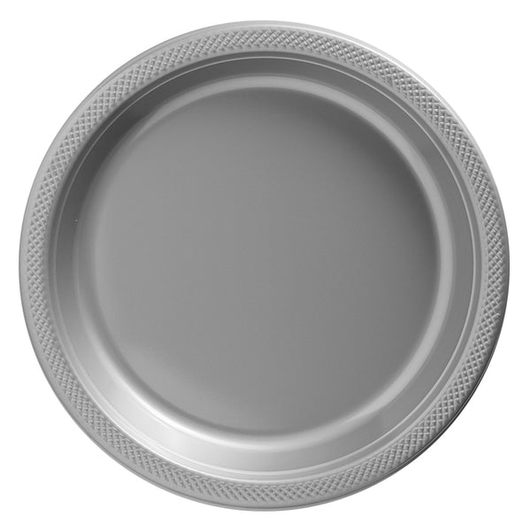Plastic Plates 10-1/4" Silver (20 PACK)