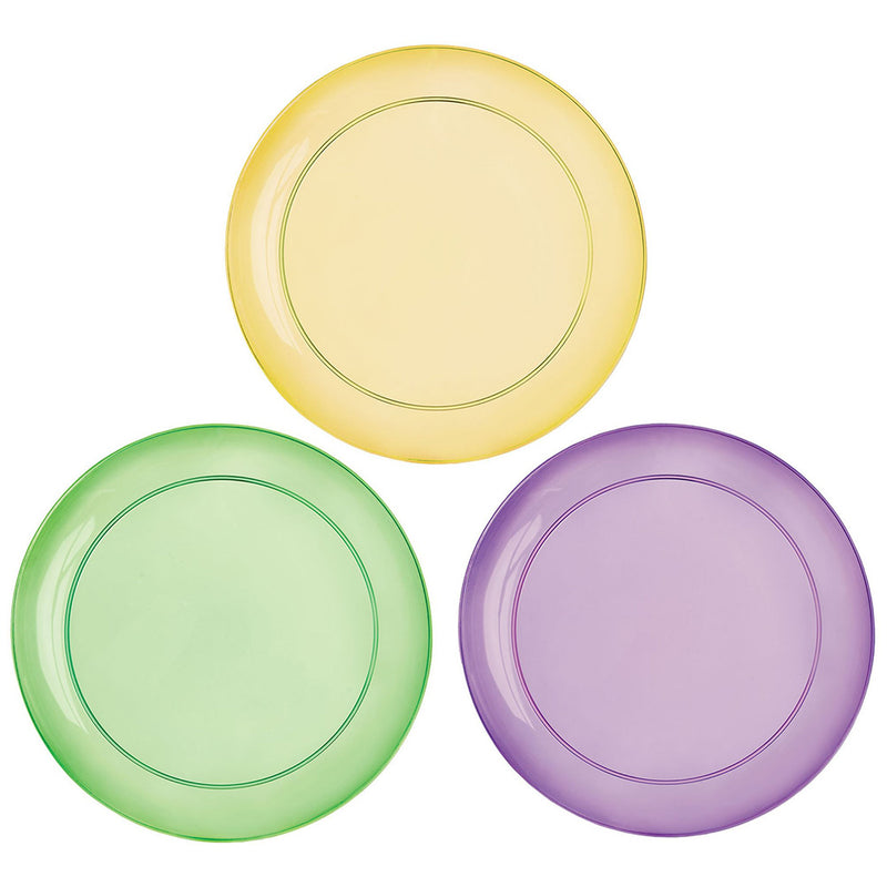 Purple Gold & Green Plastic Plates 9" (24 PACK)