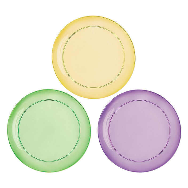 Purple Gold & Green Plastic Plates 6" (32 PACK)