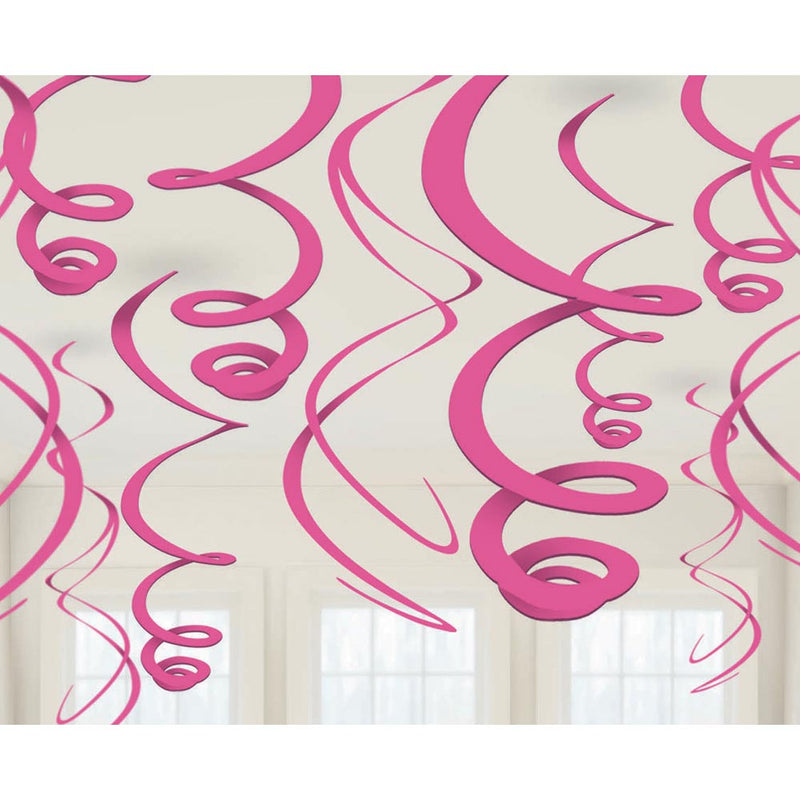 Swirl Decorations Pink 22" (12 PACK)