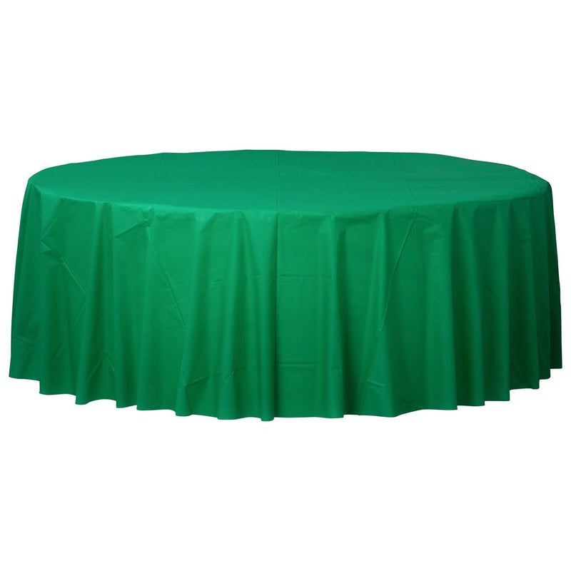 Round Plastic Table Cover 84" Green