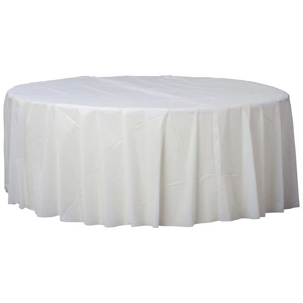 Round Plastic Table Cover 84" White
