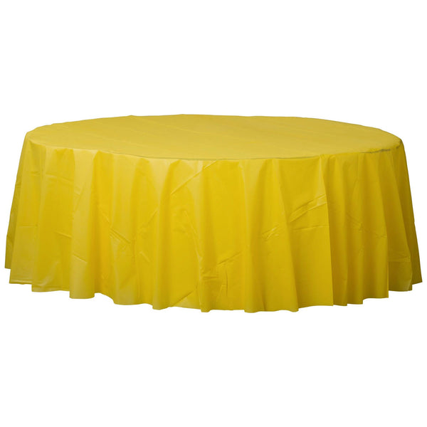 Round Plastic Table Cover 84" Yellow