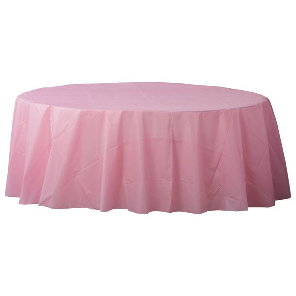 Round Plastic Table Cover 84" Pink