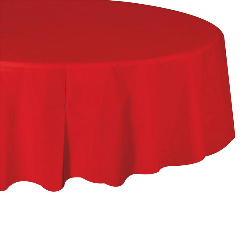 Plastic Table Cover - Red 84" Round